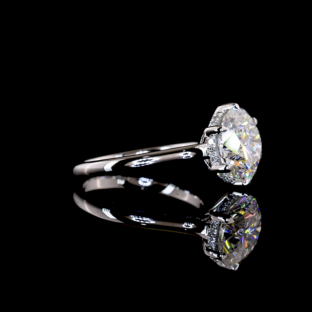 4.13 CTTW Round Lab Grown Diamond Hidden Halo Ring Sz. 6.5 (E Color and VVS2 Clarity)