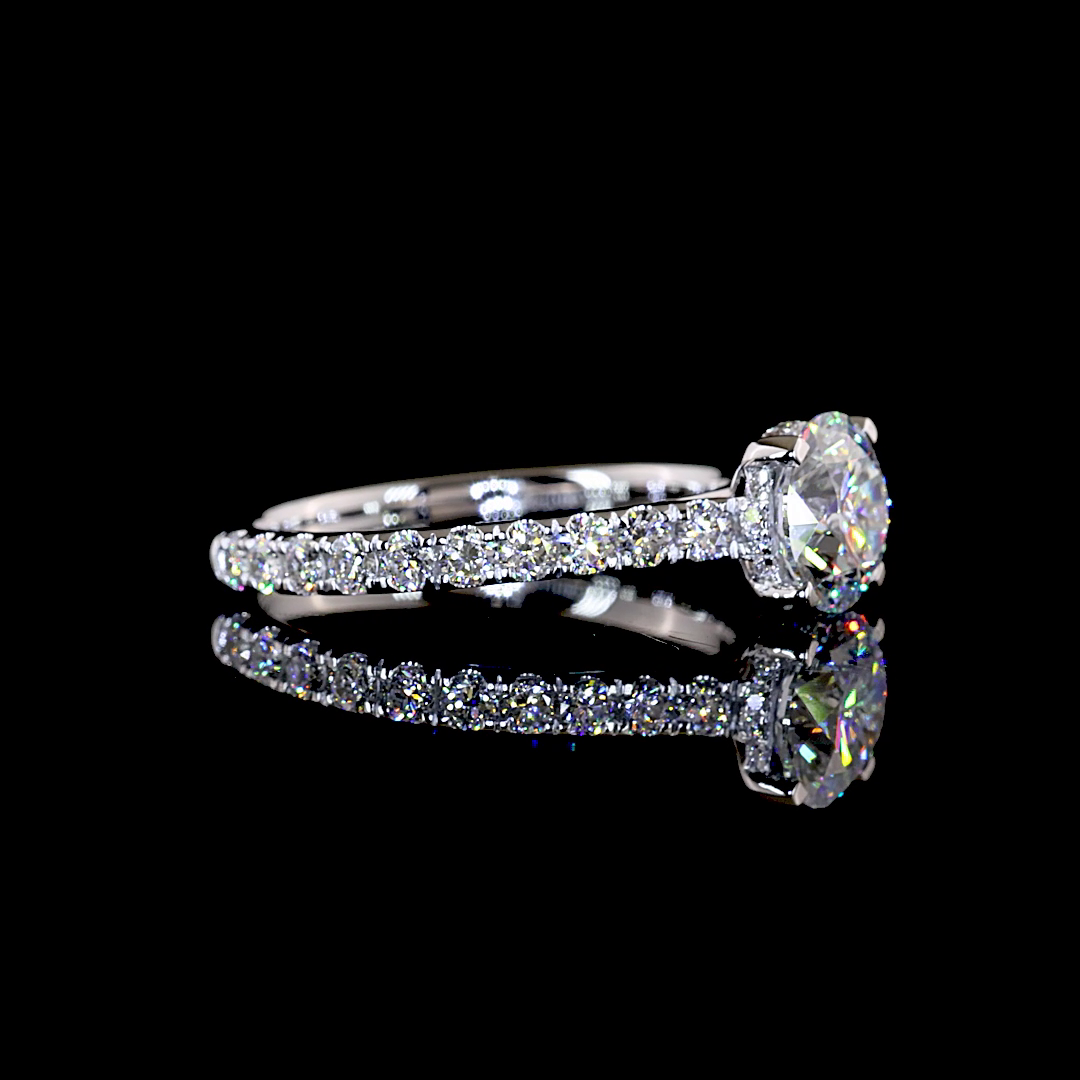 1.93 CTTW Round Lab Grown Diamond Hidden Halo Ring Sz. 6.5 (F Color and VVS1 Clarity)