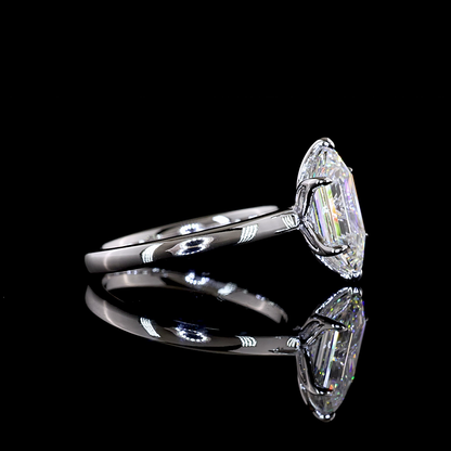 2.20 CT Step Marquise Lab Grown Diamond Solitaire Diamond Shank Ring Sz. 6.5 (E Color and VVS1 Clarity)