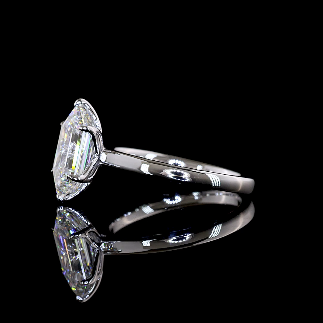 2.20 CT Step Marquise Lab Grown Diamond Solitaire Diamond Shank Ring Sz. 6.5 (E Color and VVS1 Clarity)