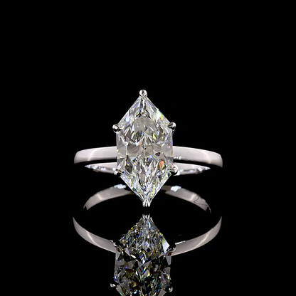 2.74 CT Antique Marquise Lab Grown Diamond Solitaire Diamond Shank Ring Sz. 6.5 (F Color and VVS2 Clarity)