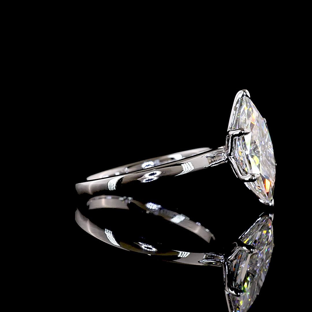 2.74 CT Antique Marquise Lab Grown Diamond Solitaire Diamond Shank Ring Sz. 6.5 (F Color and VVS2 Clarity)