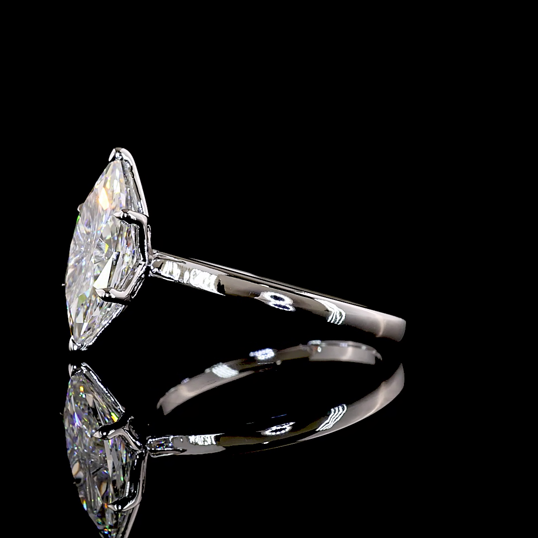 2.74 CT Antique Marquise Lab Grown Diamond Solitaire Diamond Shank Ring Sz. 6.5 (F Color and VVS2 Clarity)
