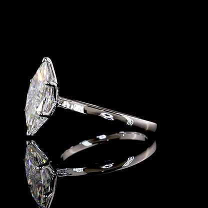 2.74 CT Antique Marquise Lab Grown Diamond Solitaire Diamond Shank Ring Sz. 6.5 (F Color and VVS2 Clarity)