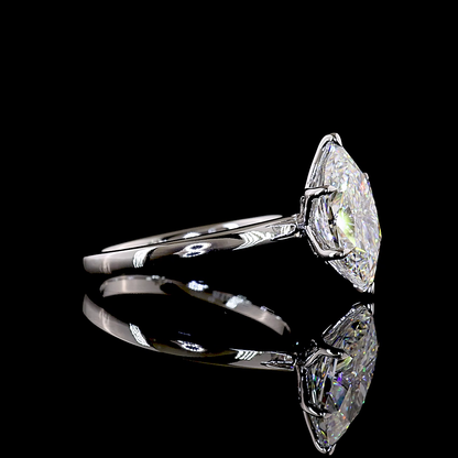 3.02 CT Antique Marquise Lab Grown Diamond Solitaire Diamond Shank Ring Sz. 6.5 (E Color and VS1 Clarity)