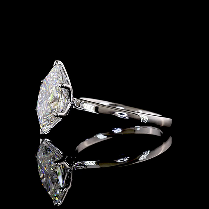 3.02 CT Antique Marquise Lab Grown Diamond Solitaire Diamond Shank Ring Sz. 6.5 (E Color and VS1 Clarity)