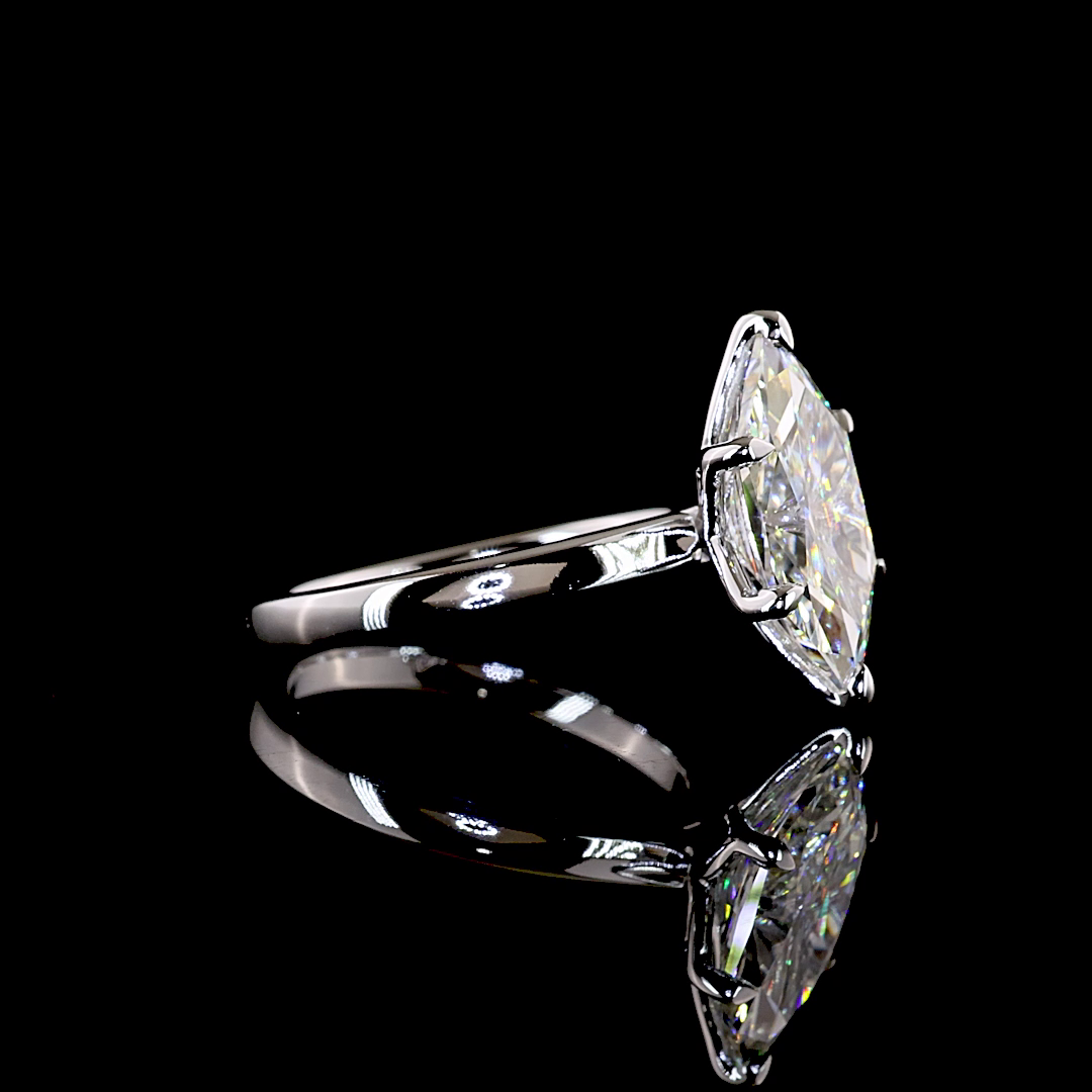 3.52 CT Antique Marquise Lab Grown Diamond Solitaire Ring Sz. 6.5 (F Color and VS1 Clarity)
