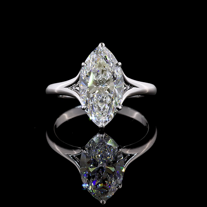 3.03 CT Marquise Lab Grown Diamond Solitaire Diamond Shank Ring Sz. 6.5 (E Color and VVS2 Clarity)