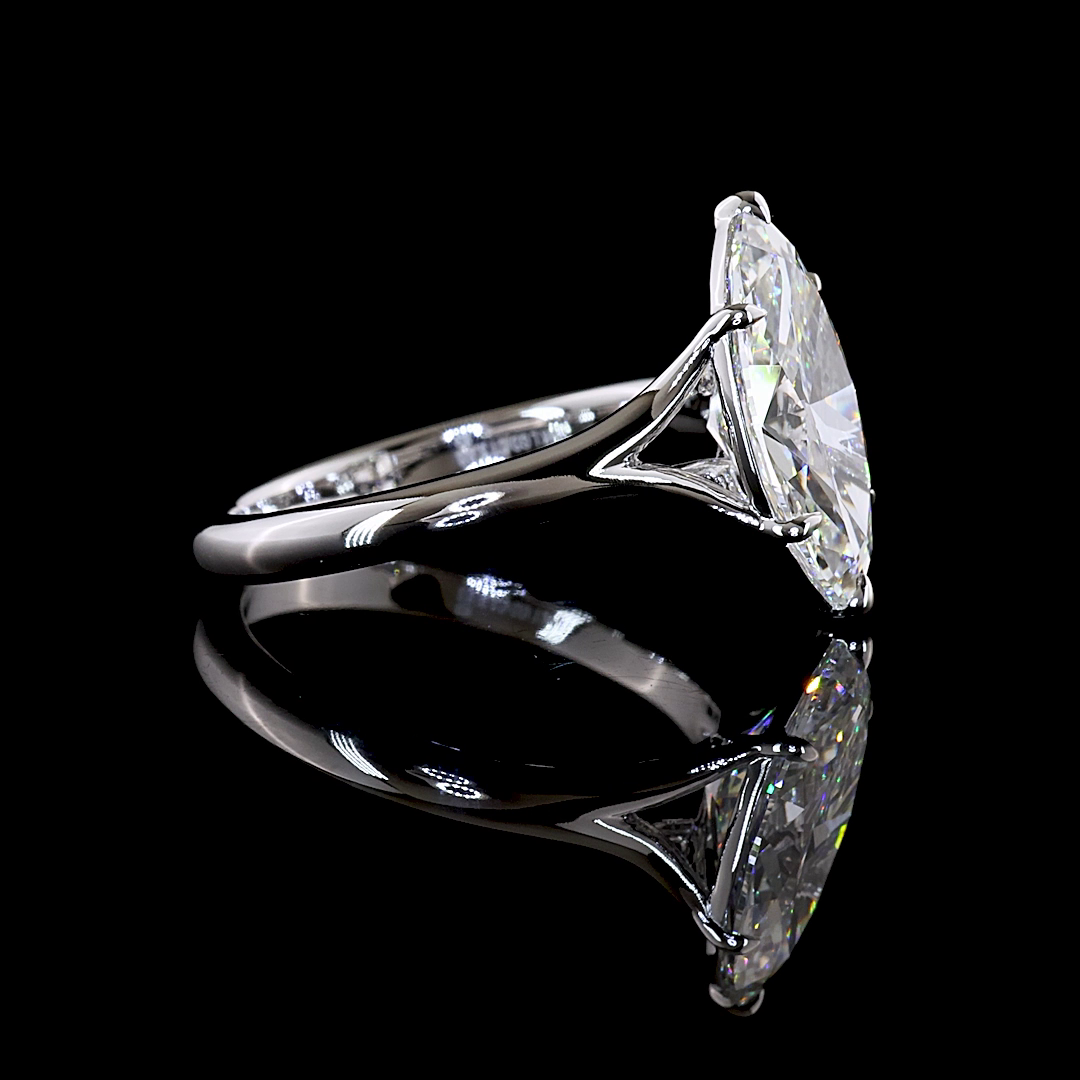 3.03 CT Marquise Lab Grown Diamond Solitaire Diamond Shank Ring Sz. 6.5 (E Color and VVS2 Clarity)