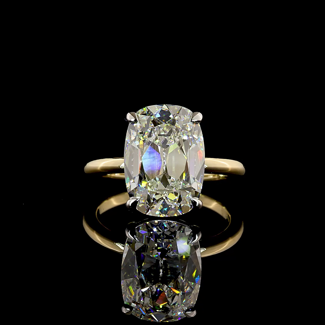 5.53 CT Antique Cushion Lab Grown Diamond Solitaire Ring Sz. 5 (F Color and VVS2 Clarity)