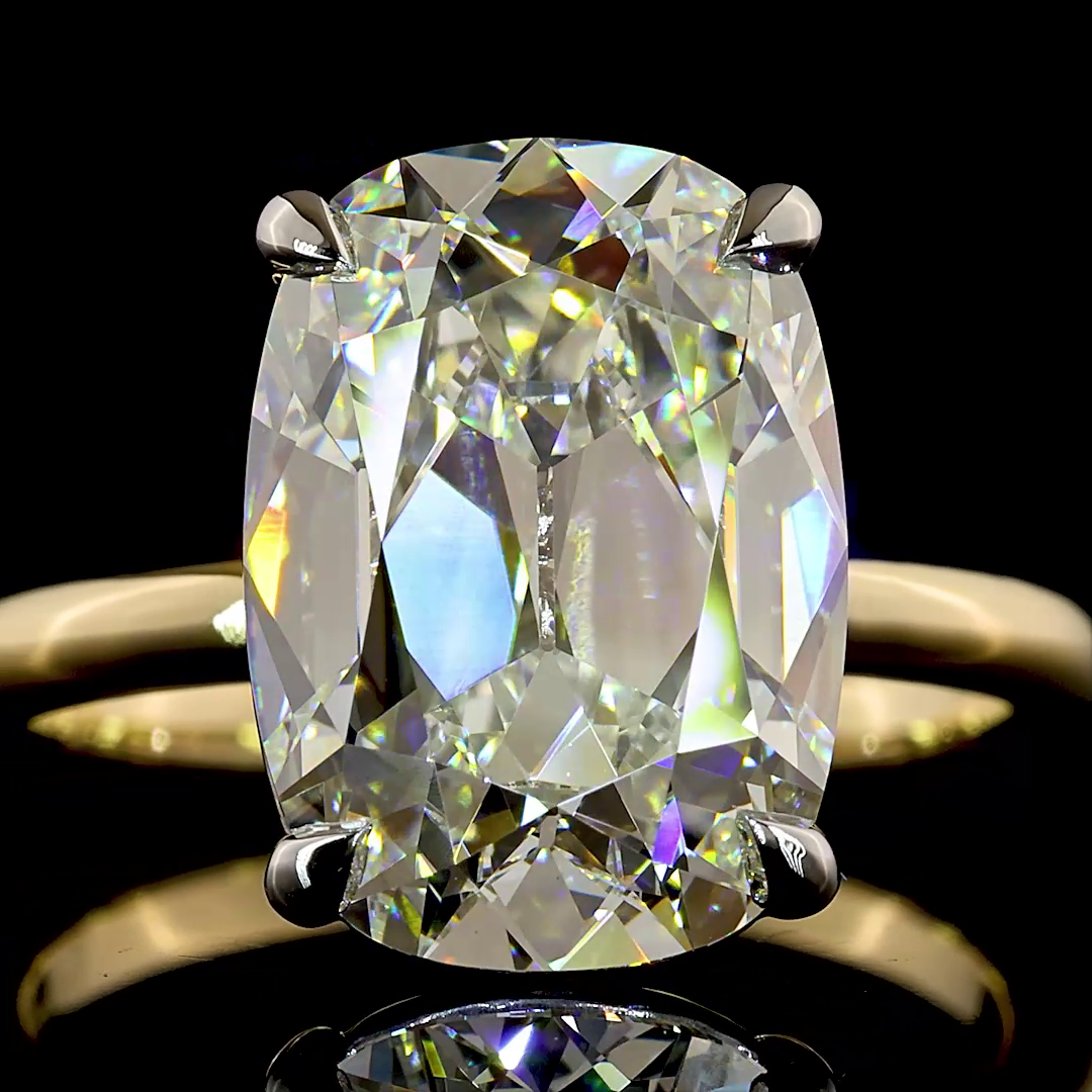 5.53 CT Antique Cushion Lab Grown Diamond Solitaire Ring Sz. 5 (F Color and VVS2 Clarity)