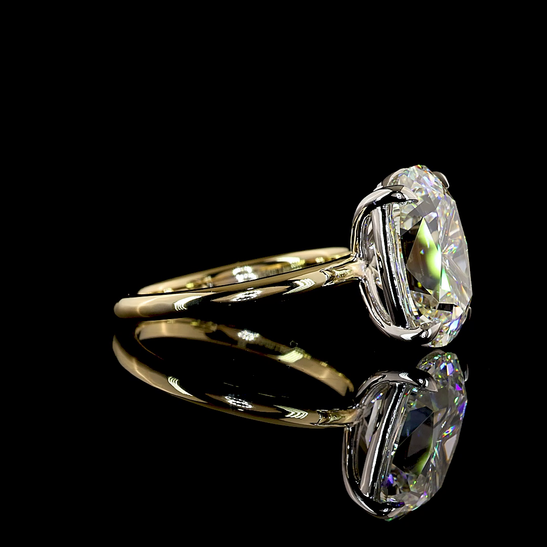5.53 CT Antique Cushion Lab Grown Diamond Solitaire Ring Sz. 5 (F Color and VVS2 Clarity)