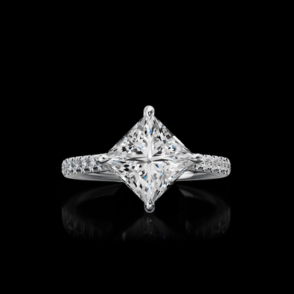 5.36 CTTW Princess Lab Grown Diamond Solitaire Diamond Shank Ring Sz. 7.75 (E Color and VVS2 Clarity)