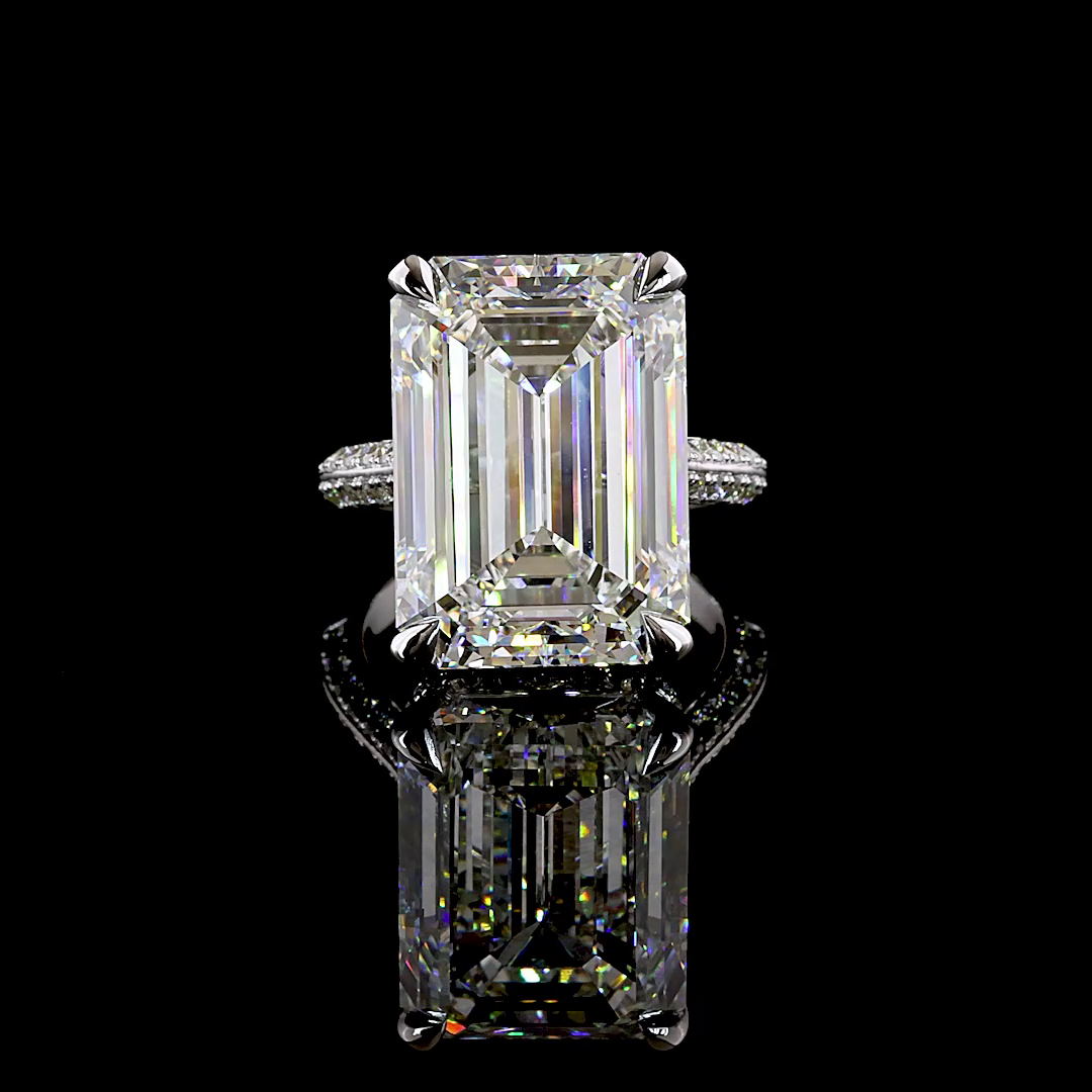 21.64 CTTW Emerald Lab Grown Diamond Hidden Halo Ring Sz. 6.5 (F Color and VVS2 Clarity)