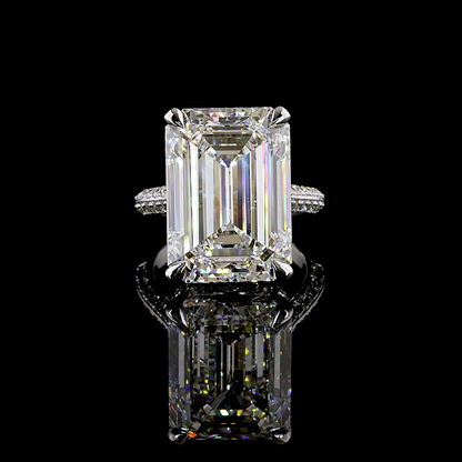 21.64 CTTW Emerald Lab Grown Diamond Hidden Halo Ring Sz. 6.5 (F Color and VVS2 Clarity)