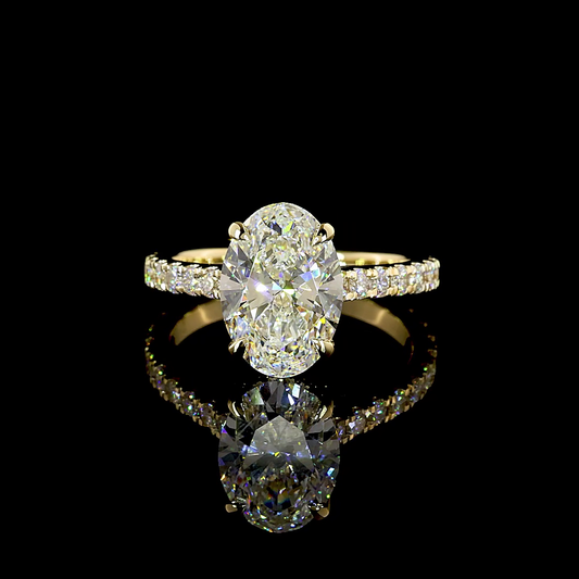 3.17 CTTW Oval Lab Grown Diamond Hidden Halo Ring Sz. 5.5 (D Color and VVS2 Clarity)