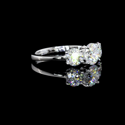 1.62 CTTW Round Lab Grown Diamond 3 Stones Ring Sz. 6.5 (E Color and VVS2 Clarity)
