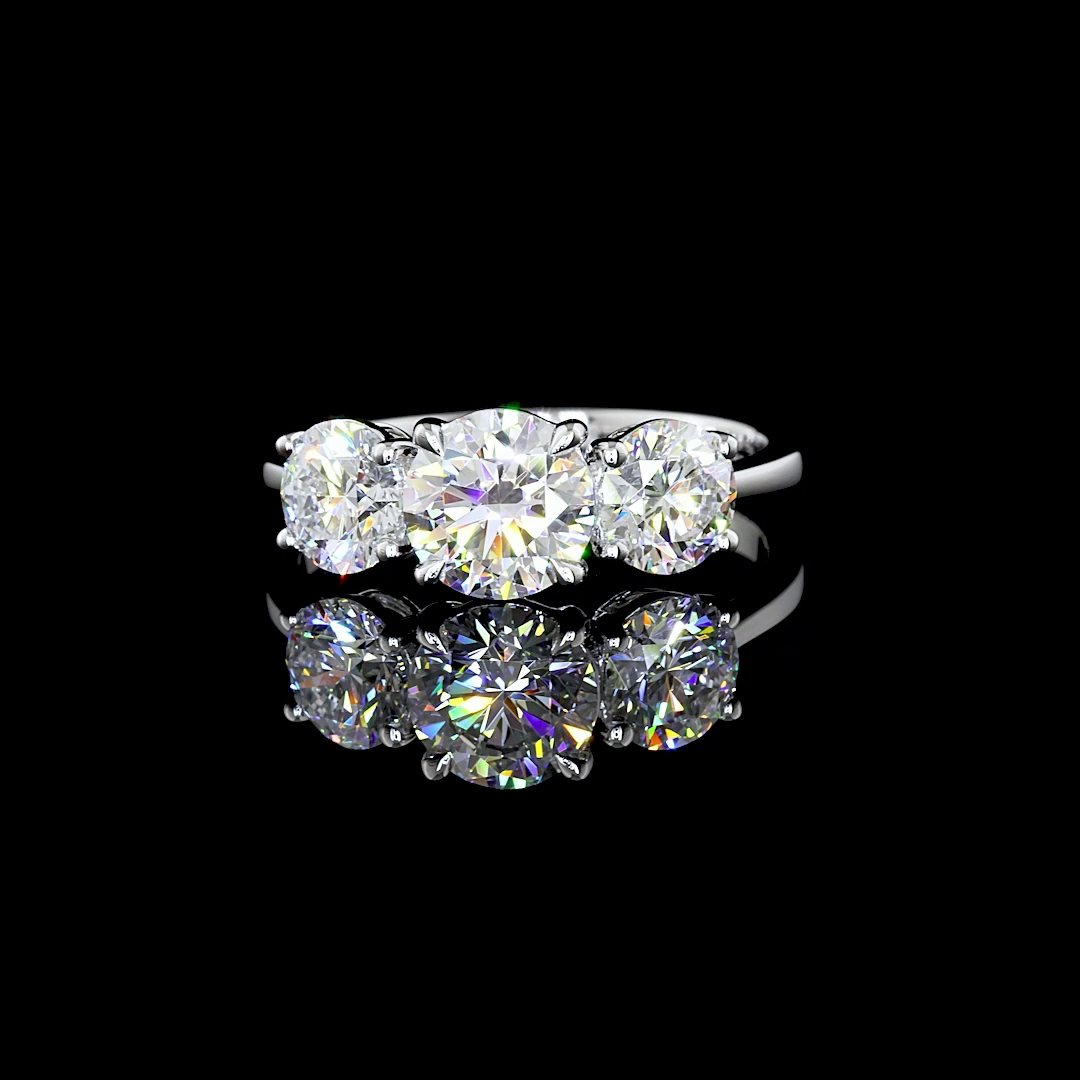 1.59 CTTW Round Lab Grown Diamond 3 Stones Ring Sz. 6.5 (D Color and VVS2 Clarity)