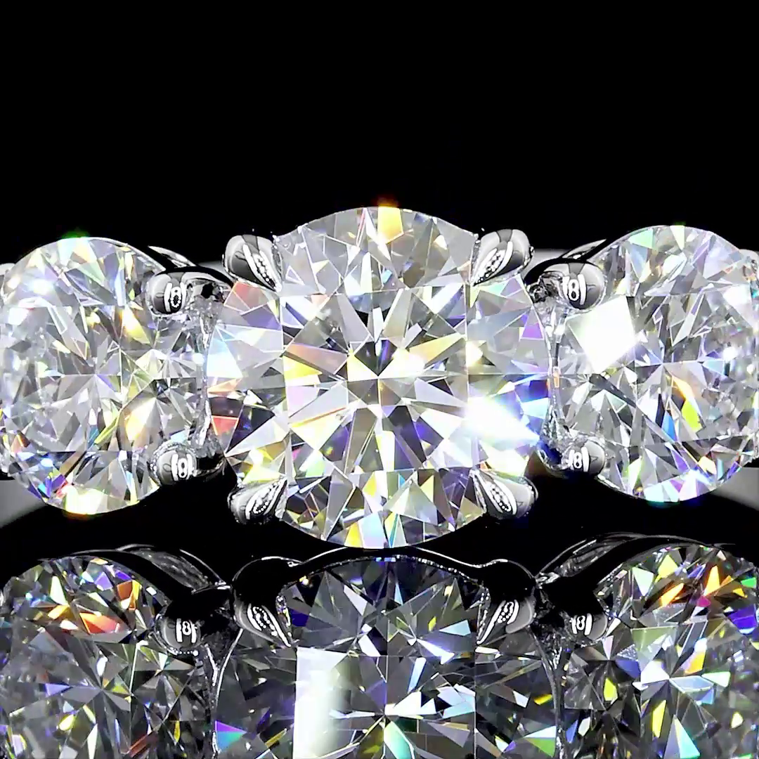 1.62 CTTW Round Lab Grown Diamond 3 Stones Ring Sz. 6.5 (E Color and VVS2 Clarity)