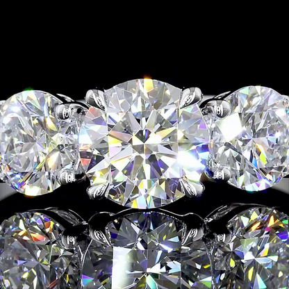 1.62 CTTW Round Lab Grown Diamond 3 Stones Ring Sz. 6.5 (E Color and VVS2 Clarity)
