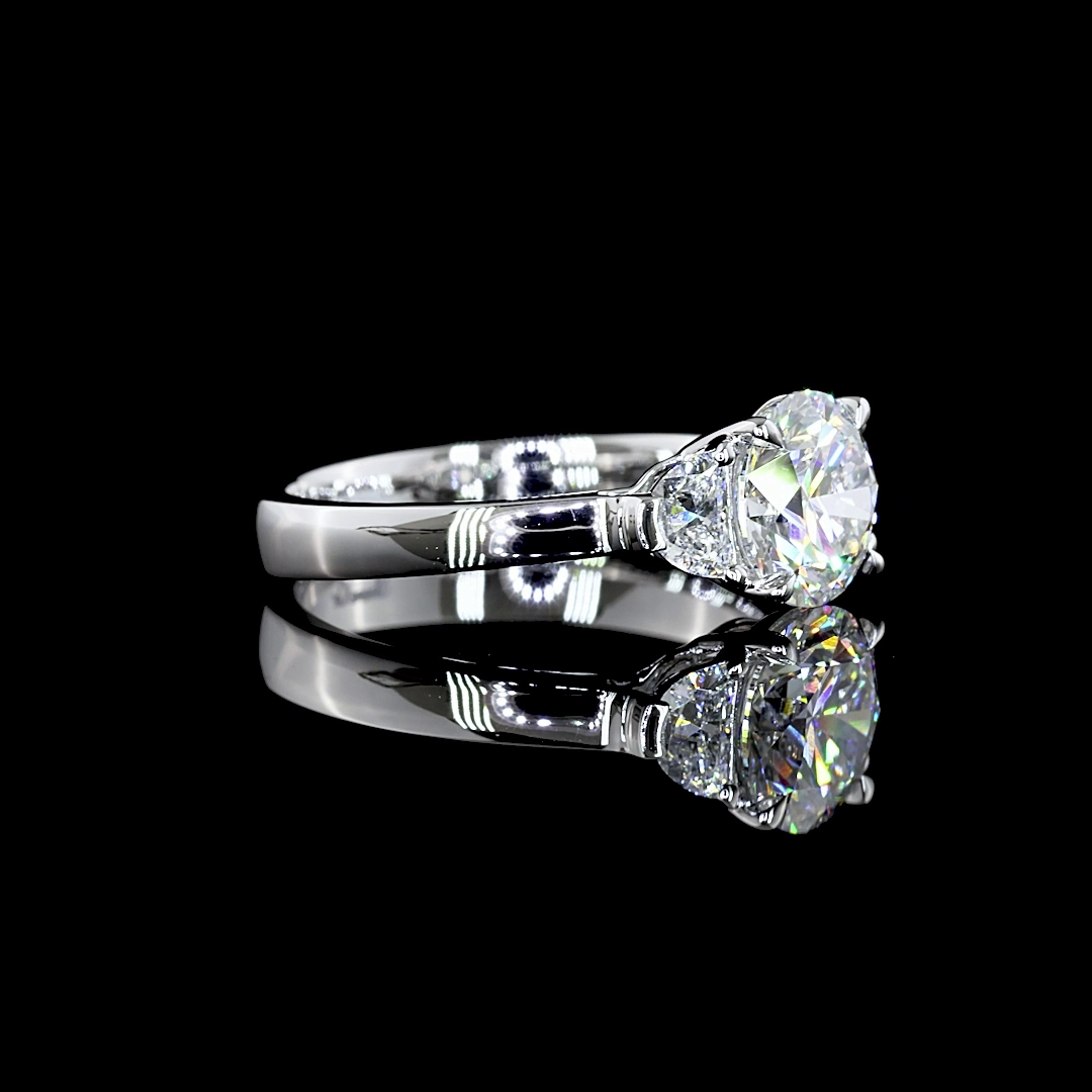 1.44 CTTW Round Lab Grown Diamond 3 Stones Ring Sz. 6.5 (D Color and VVS2 Clarity)