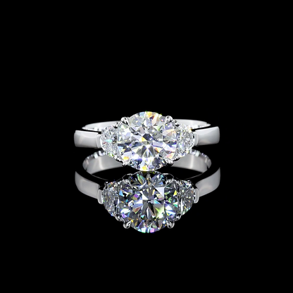 4.84 CTTW Round Lab Grown Diamond 3 Stones Ring Sz. 6.5 (E Color and VS1 Clarity)