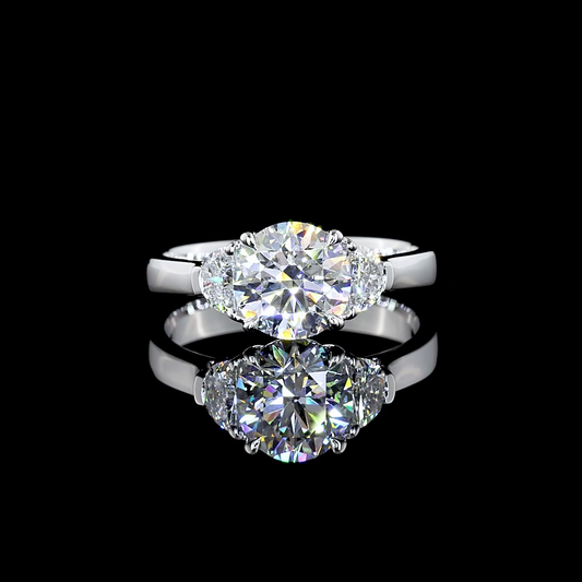 4.84 CTTW Round Lab Grown Diamond 3 Stones Ring Sz. 6.5 (E Color and VS1 Clarity)