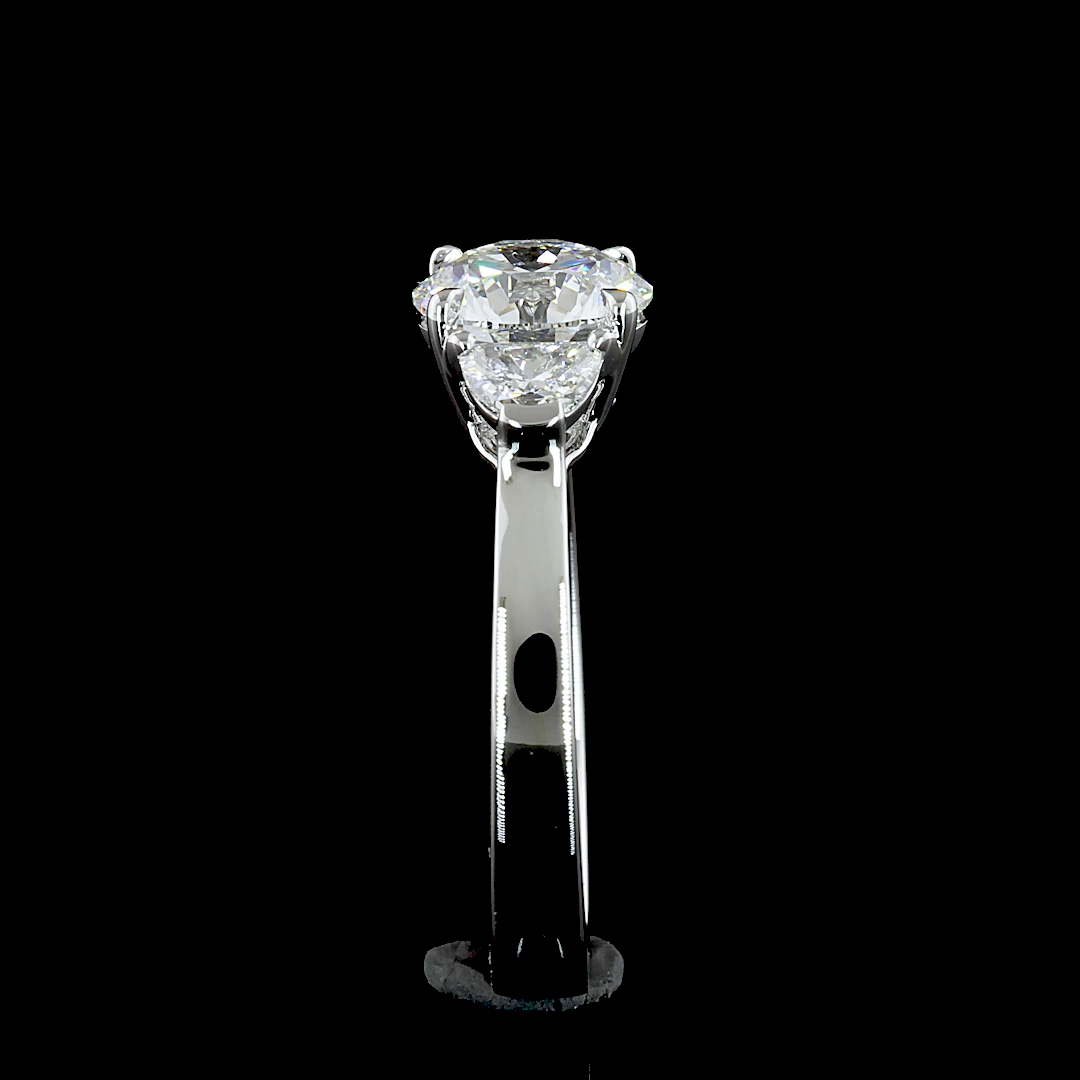 4.84 CTTW Round Lab Grown Diamond 3 Stones Ring Sz. 6.5 (E Color and VS1 Clarity)