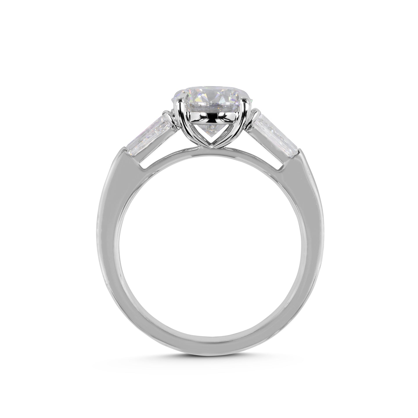 3.77 CTTW Round Lab Grown Diamond 3 Stones Ring Sz. 6.5 (E Color and VS1 Clarity)