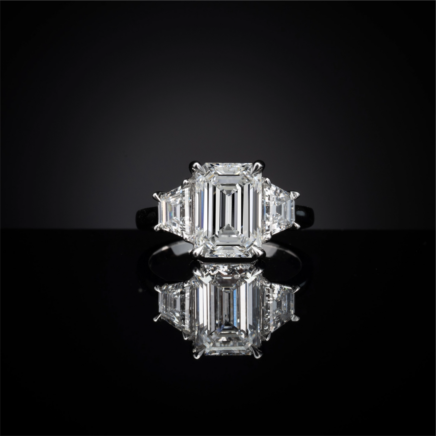1.60 CTTW Emerald Lab Grown Diamond 3 Stones Ring Sz. 6.5 (E Color and VVS2 Clarity)