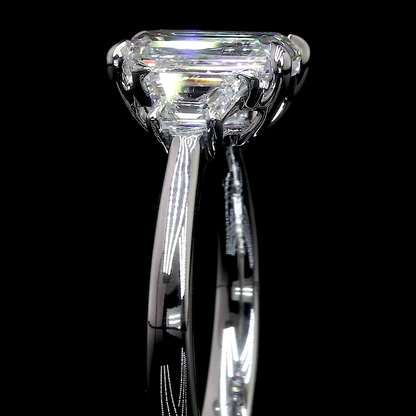 1.45 CTTW Emerald Lab Grown Diamond 3 Stones Ring Sz. 6.5 (F Color and VVS2 Clarity)