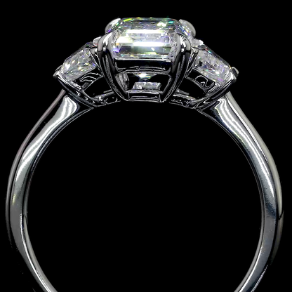 2.30 CTTW Emerald Lab Grown Diamond 3 Stones Ring Sz. 6.5 (F Color and VS1 Clarity)