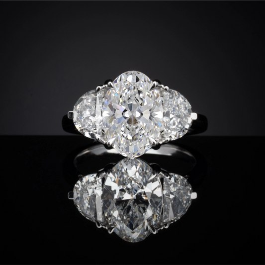 2.10 CTTW Oval Lab Grown Diamond 3 Stones Ring Sz. 6.5 (D Color and VS1 Clarity)