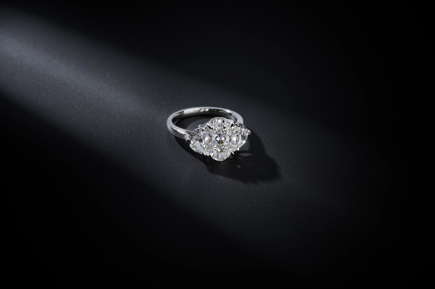 3.79 CTTW Oval Lab Grown Diamond 3 Stones Ring Sz. 6.5 (E Color and VS1 Clarity)