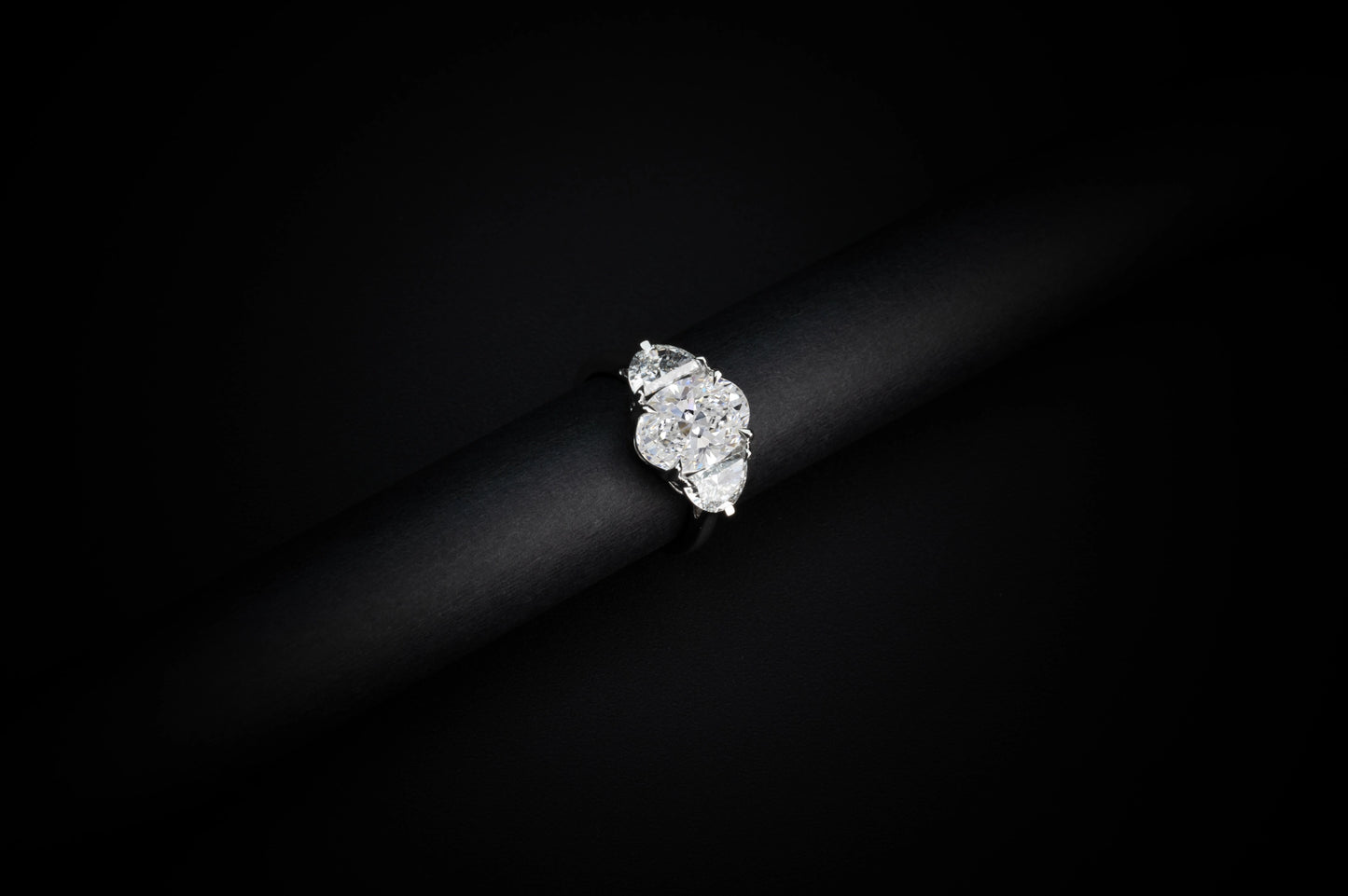 3.79 CTTW Oval Lab Grown Diamond 3 Stones Ring Sz. 6.5 (E Color and VS1 Clarity)