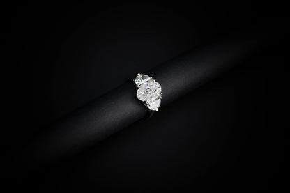 3.79 CTTW Oval Lab Grown Diamond 3 Stones Ring Sz. 6.5 (E Color and VS1 Clarity)