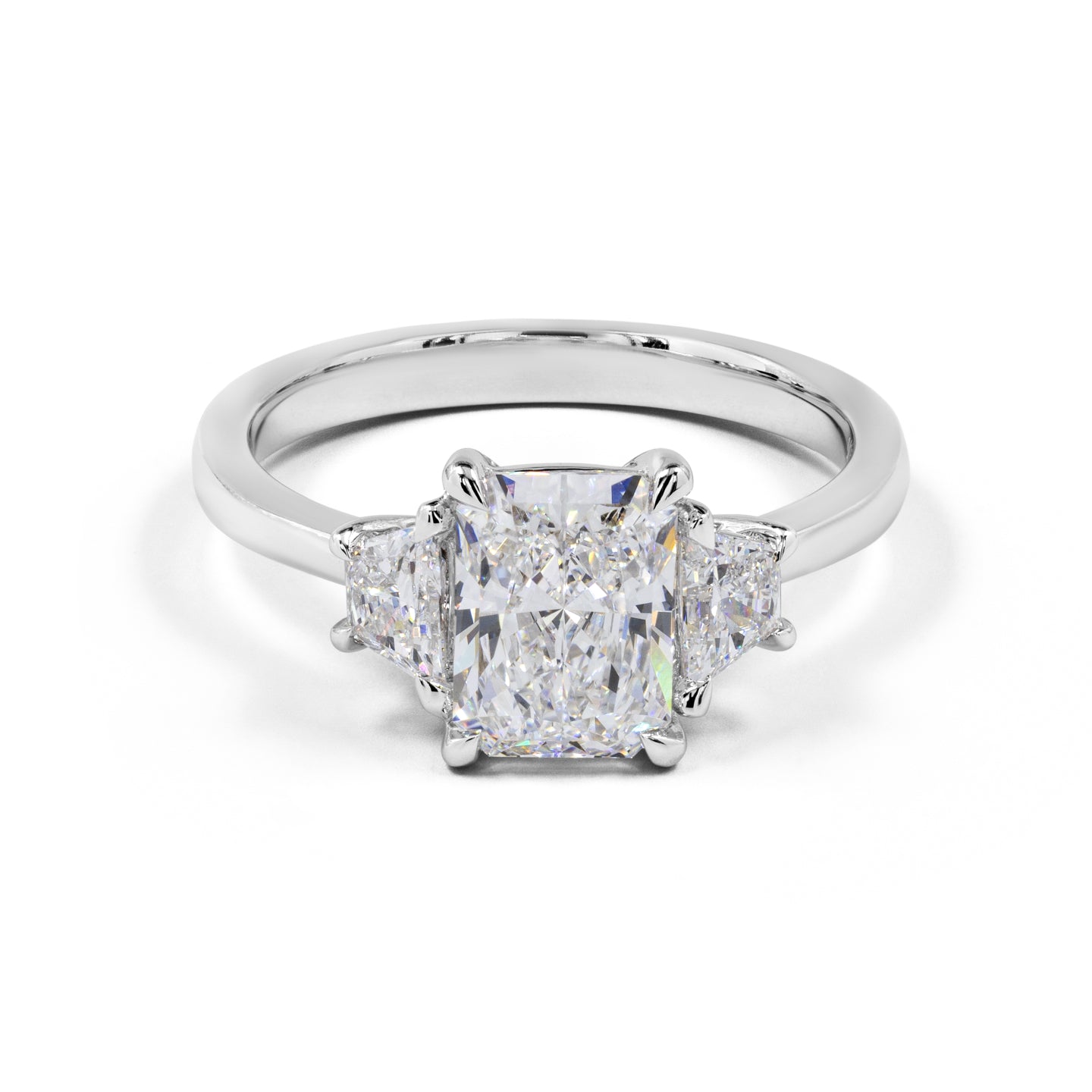 2.20 CTTW Radiant Lab Grown Diamond 3 Stones Ring Sz. 6.5 (D Color and VS1 Clarity)