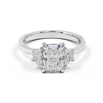 2.20 CTTW Radiant Lab Grown Diamond 3 Stones Ring Sz. 6.5 (D Color and VS1 Clarity)