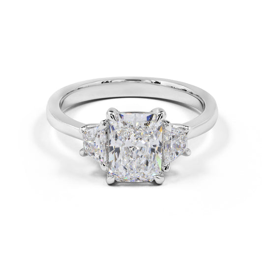 2.17 CTTW Radiant Lab Grown Diamond 3 Stones Ring Sz. 6.5 (D Color and VS1 Clarity)