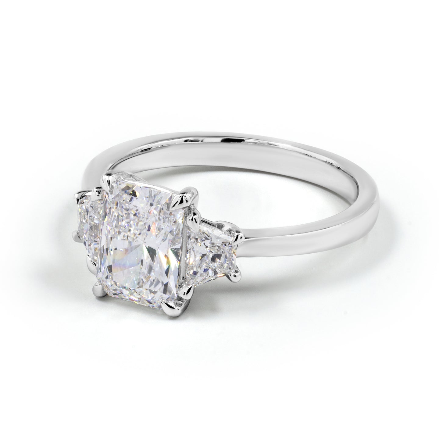 2.20 CTTW Radiant Lab Grown Diamond 3 Stones Ring Sz. 6.5 (D Color and VS1 Clarity)