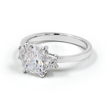 2.20 CTTW Radiant Lab Grown Diamond 3 Stones Ring Sz. 6.5 (D Color and VS1 Clarity)