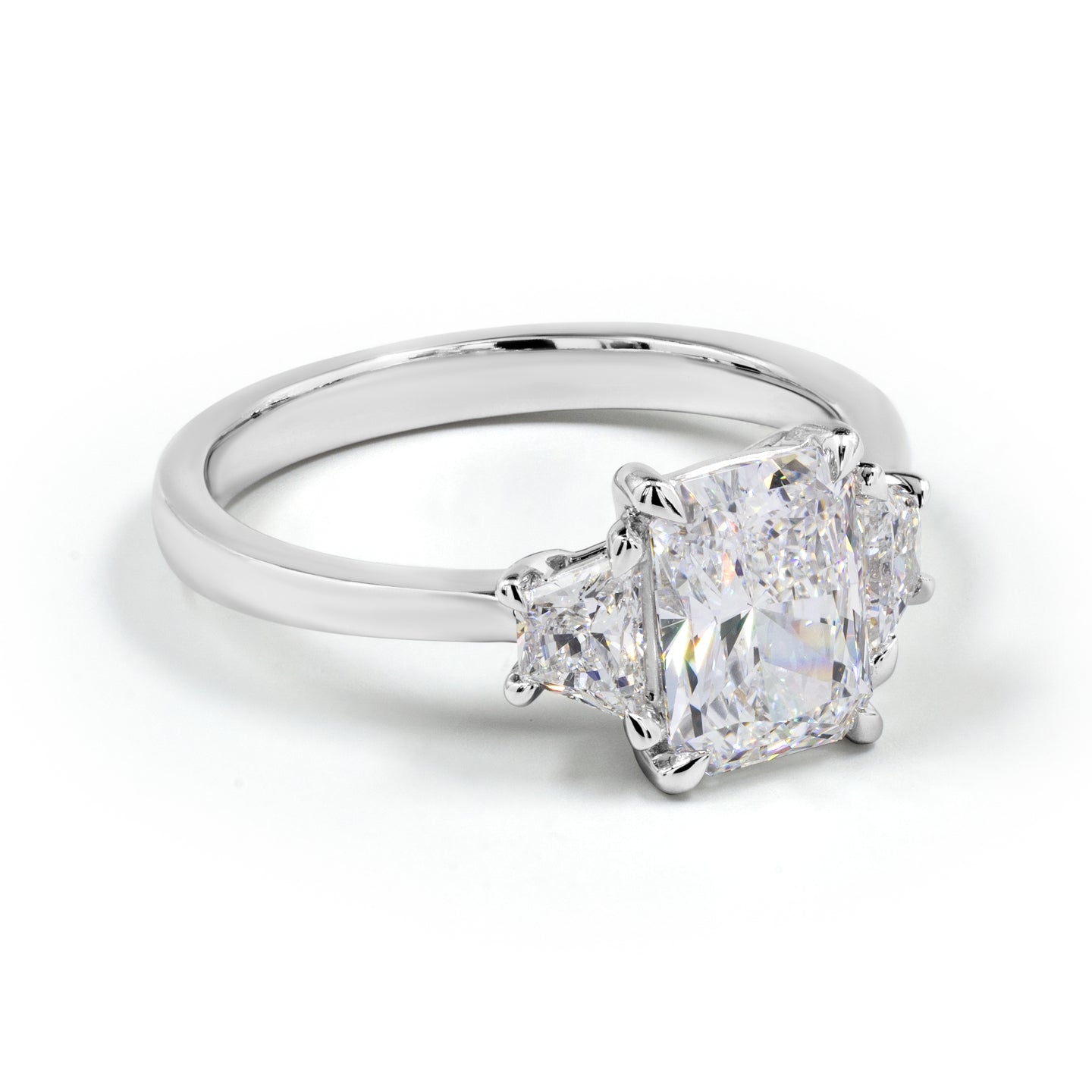2.20 CTTW Radiant Lab Grown Diamond 3 Stones Ring Sz. 6.5 (D Color and VS1 Clarity)