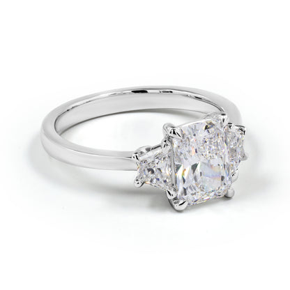 2.20 CTTW Radiant Lab Grown Diamond 3 Stones Ring Sz. 6.5 (D Color and VS1 Clarity)