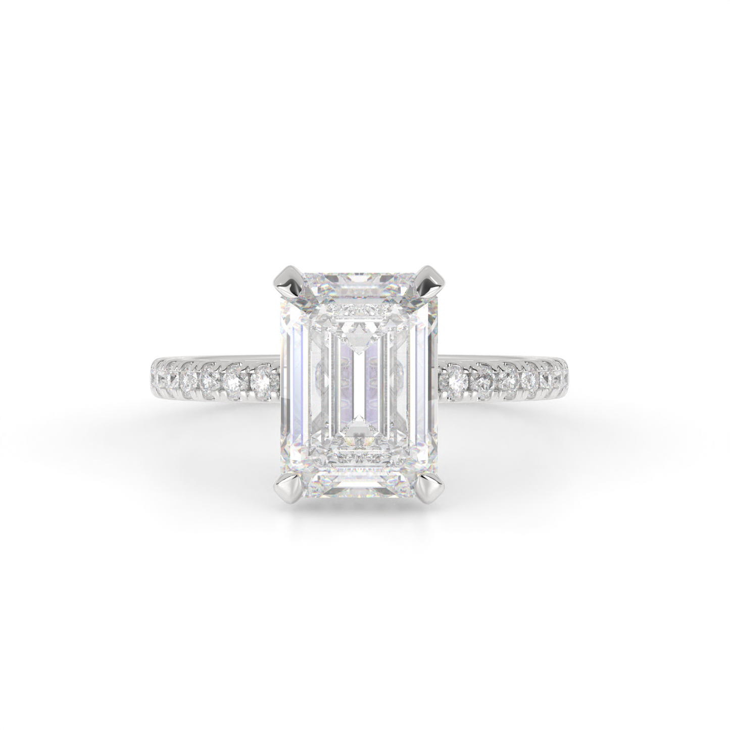 5.04 CTTW Emerald Lab Grown Diamond Hidden Halo Ring Sz. 6.5 (E Color and VVS2 Clarity)
