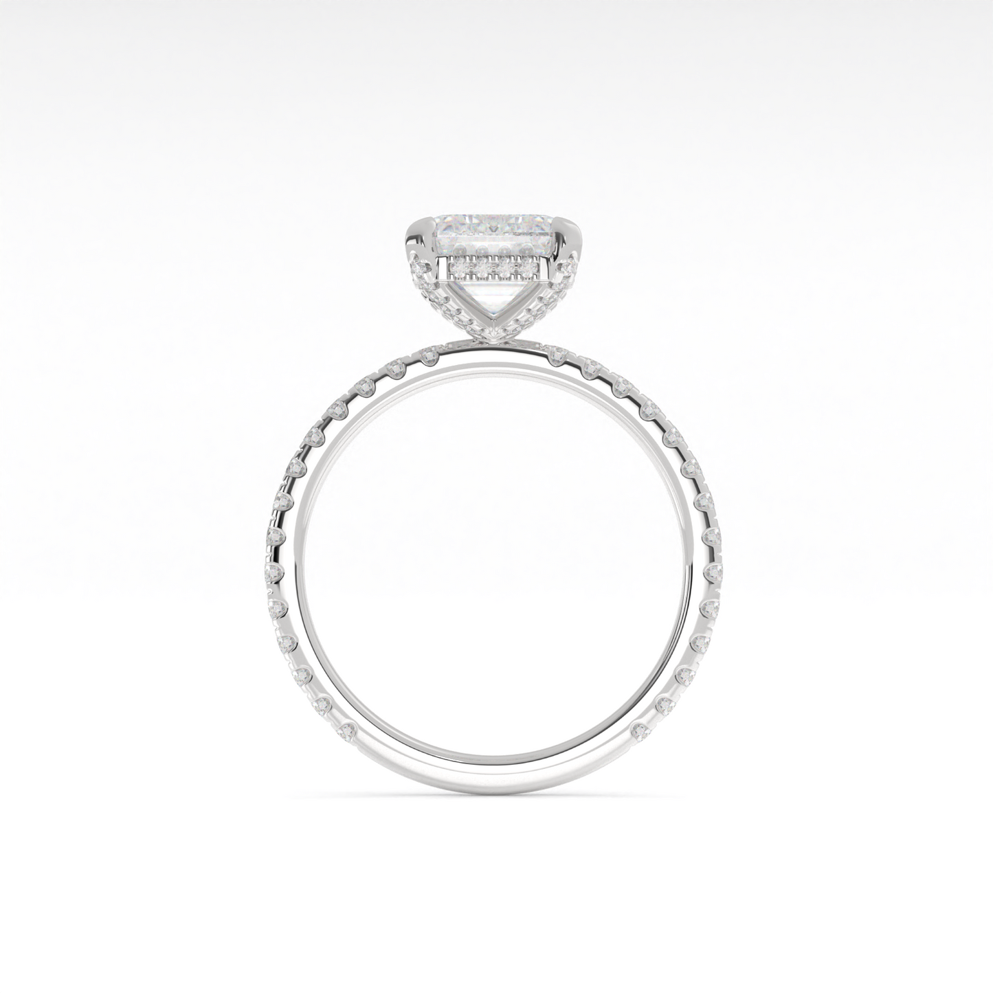 1.69 CTTW Emerald Lab Grown Diamond Hidden Halo Ring Sz. 6.5 (D Color and VS2 Clarity)