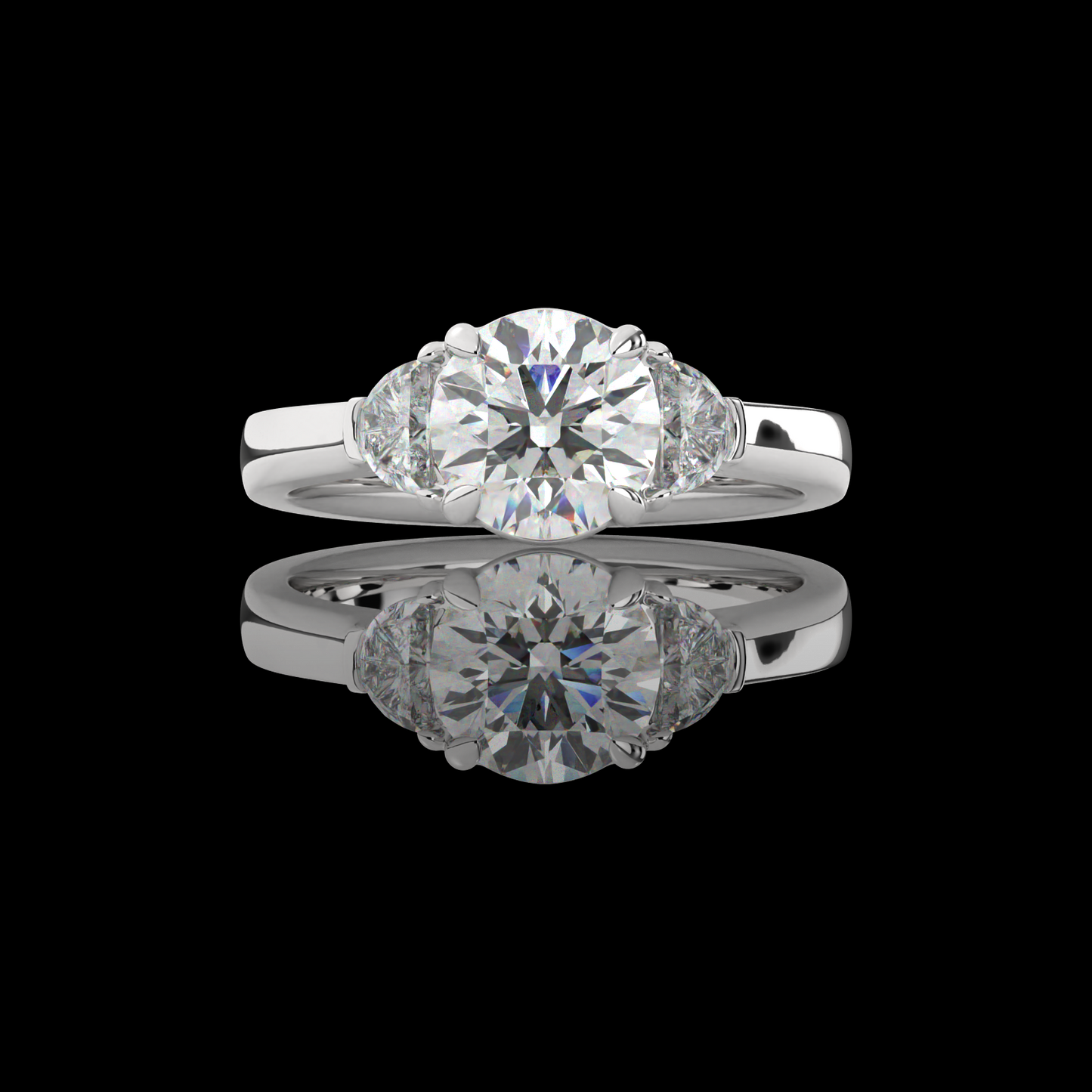 2.44 CTTW Round Lab Grown Diamond 3 Stones Ring Sz. 6.5 (E Color and VVS2 Clarity)