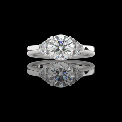2.44 CTTW Round Lab Grown Diamond 3 Stones Ring Sz. 6.5 (E Color and VVS2 Clarity)