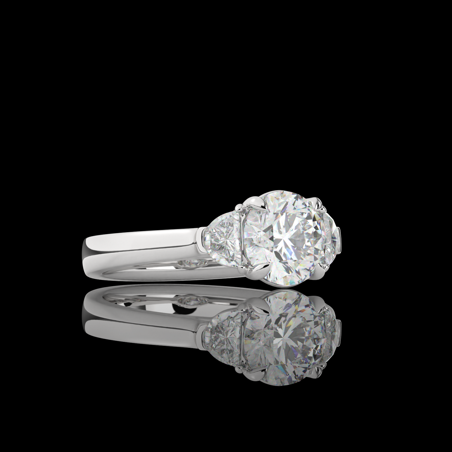 2.44 CTTW Round Lab Grown Diamond 3 Stones Ring Sz. 6.5 (E Color and VVS2 Clarity)