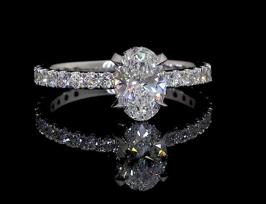1.70 CTTW Oval Lab Grown Diamond Hidden Halo Ring Sz. 6.5 (D Color and VS2 Clarity)