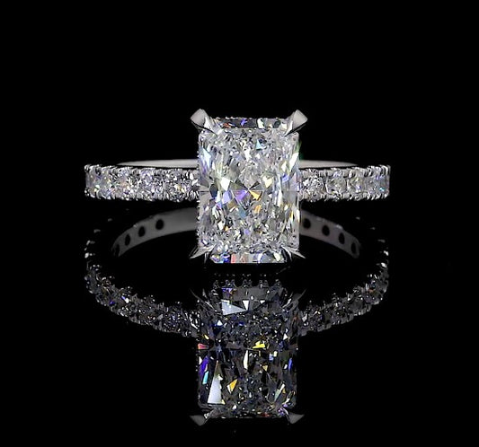 9.14 CTTW Radiant Lab Grown Diamond Hidden Halo Ring Sz. 6.5 (G Color and VS1 Clarity)